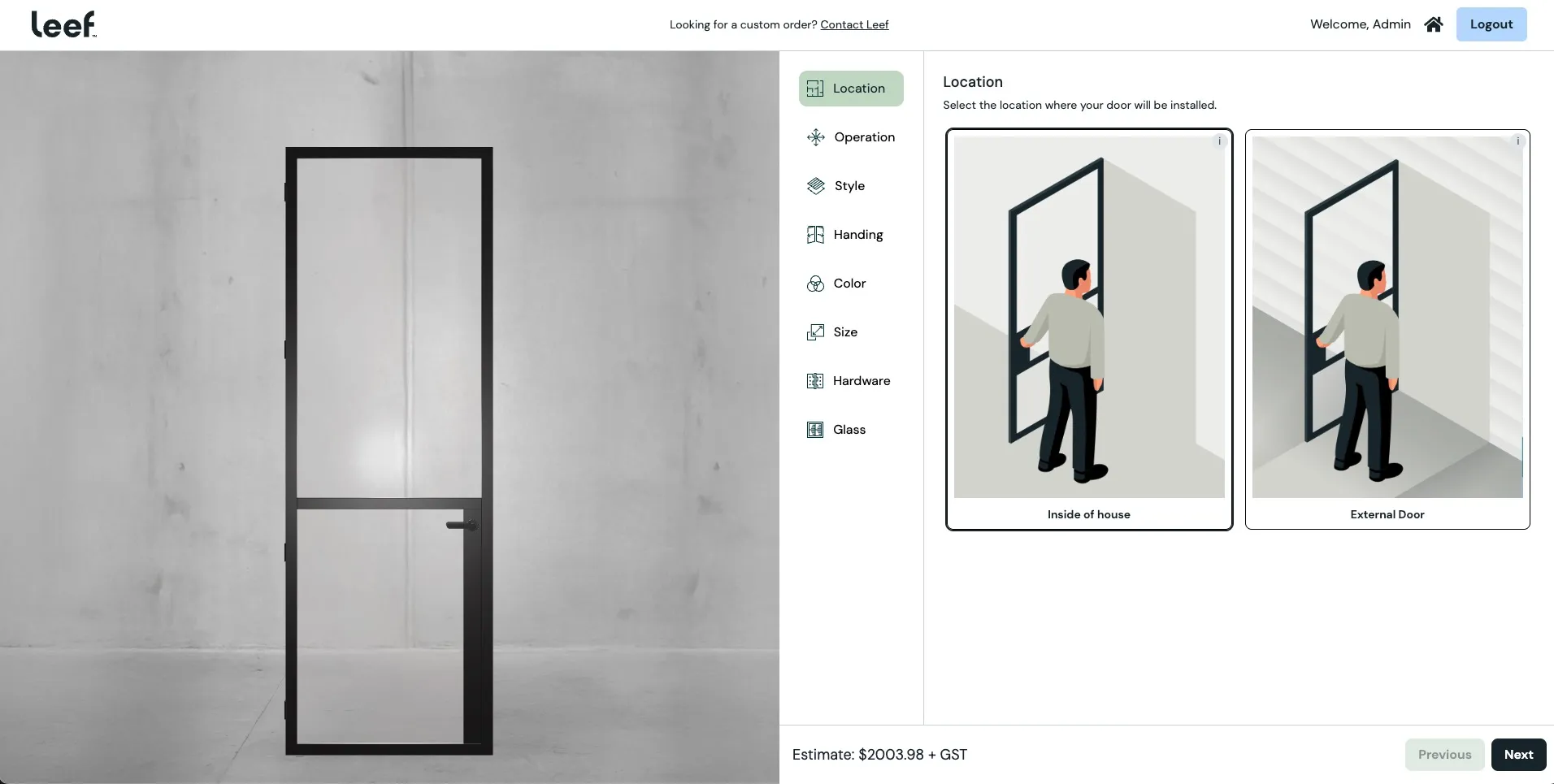 Solace Doors — 3D Door Configurator screenshot